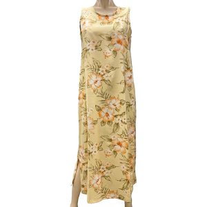 Hibiscus Resort Peach Long Tank Dress for Beach and Casual Wear