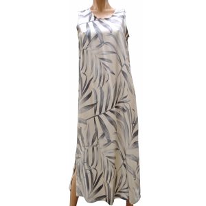 Islander Fronds Cream Long Tank Dress for Beach and Casual Wear