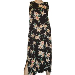 Star Orchid Black Long Tank Dress for Beach and Casual Wear