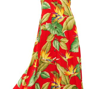 Hawaiian Airbrush Bird of Paradise Red Button Front Tank Dress
