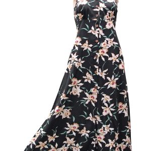 Hawaiian Star Orchid Black Button Front Tank Dress