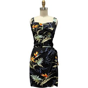 Hawaiian Bamboo Paradise Black Sarong Dress