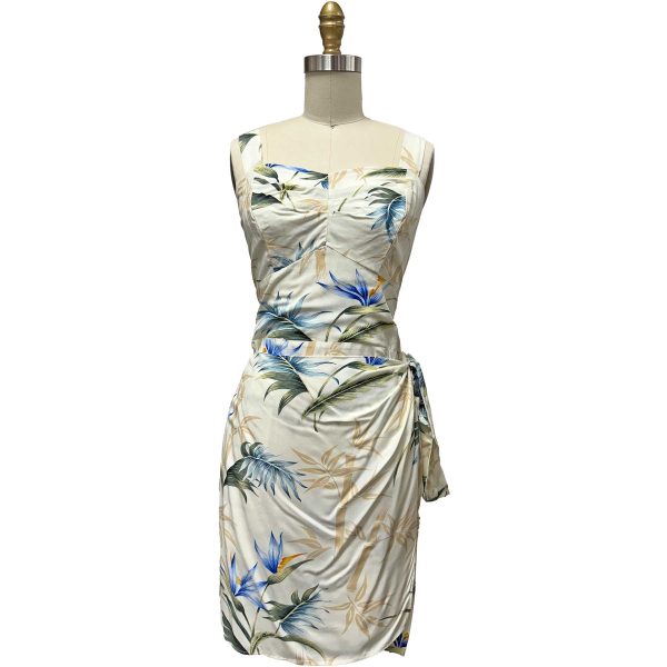 Hawaiian Bamboo Paradise Cream Sarong Dress