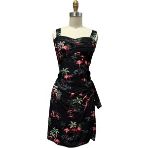 Hawaiian Fine Flamingos Midnight Sarong Dress