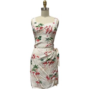 Hawaiian Fine Flamingos Sand Sarong Dress