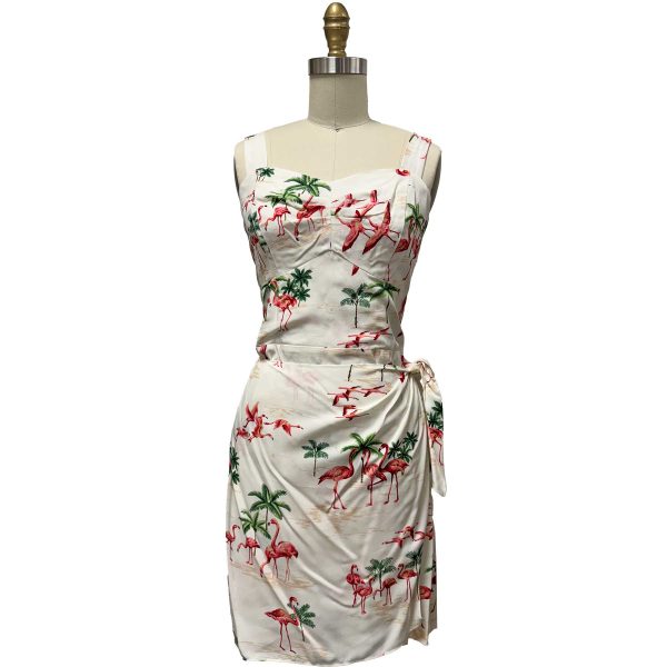 Hawaiian Fine Flamingos Sand Sarong Dress