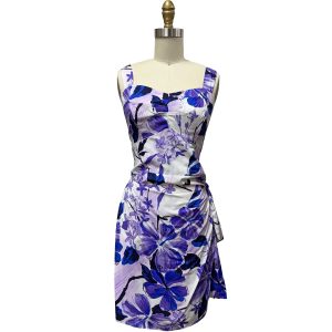 Hawaiian Watercolor Hibiscus Purple Sarong Dress