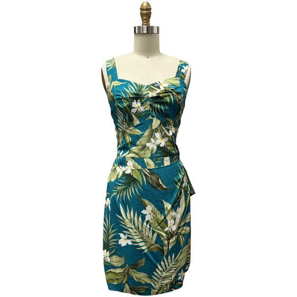 Hawaiian White Ginger Jade Sarong Dress