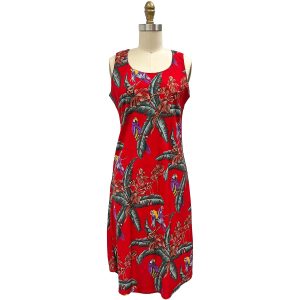 Hawaiian Jungle Bird Magnum PI Button Front Tank Dress