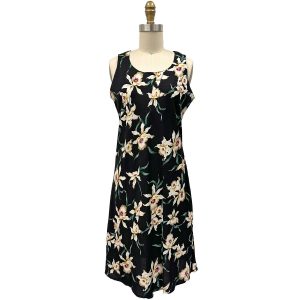 Hawaiian Star Orchid Black Button Front Tank Dress