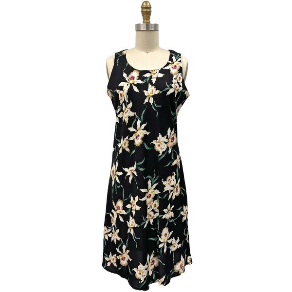 Hawaiian Star Orchid Black Button Front Tank Dress