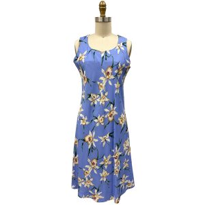 Hawaiian Star Orchid Periwinkle Button Front Tank Dress
