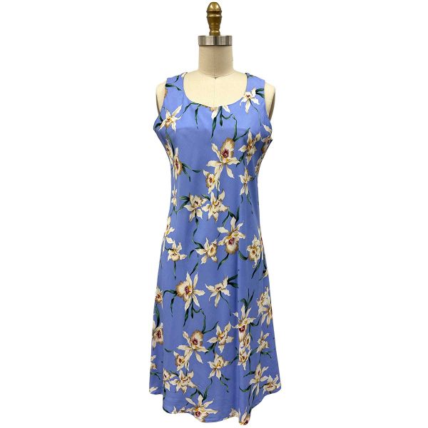 Hawaiian Star Orchid Periwinkle Button Front Tank Dress