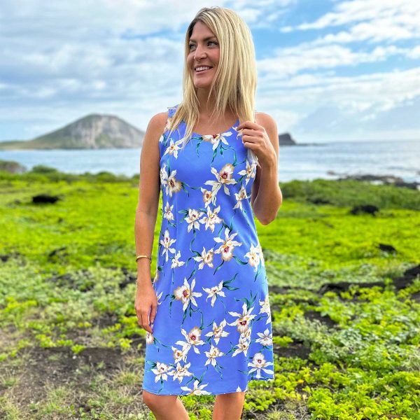Hawaiian Star Orchid Periwinkle Button Front Tank Dress - Image 2