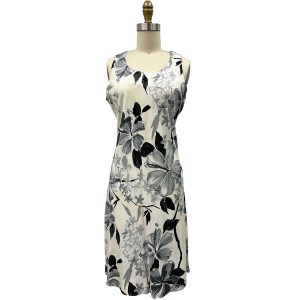 Hawaiian Watercolor Hibiscus Gray Button Front Tank Dress