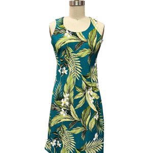 Hawaiian White Ginger Jade Button Front Tank Dress