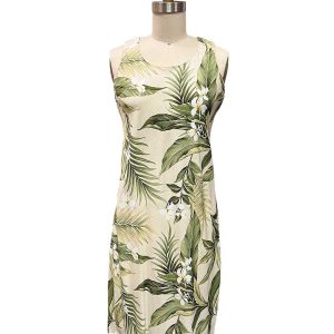 Hawaiian White Ginger Khaki Button Front Tank Dress