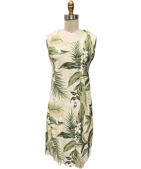 Hawaiian White Ginger Khaki Button Front Tank Dress