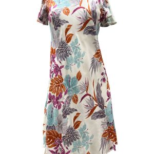 Hawaiian Hilo White A-Line Dress with Cap Sleeves