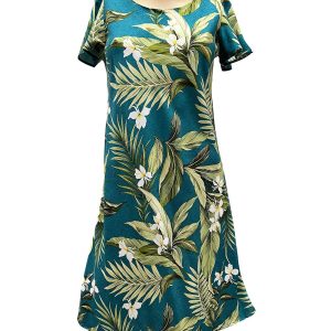 Hawaiian White Ginger Jade A-Line Dress with Cap Sleeves