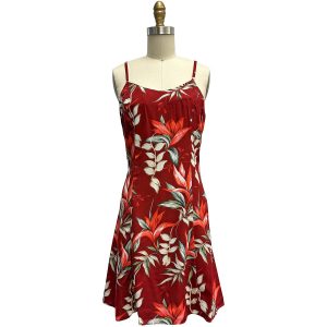 Hawaiian Heliconia Paradise Red Spaghetti Dress