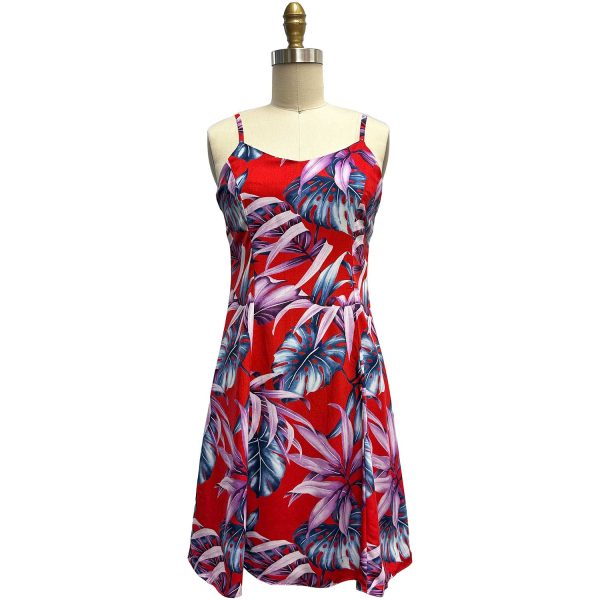 Hawaiian Rainforest Red Spaghetti Dress
