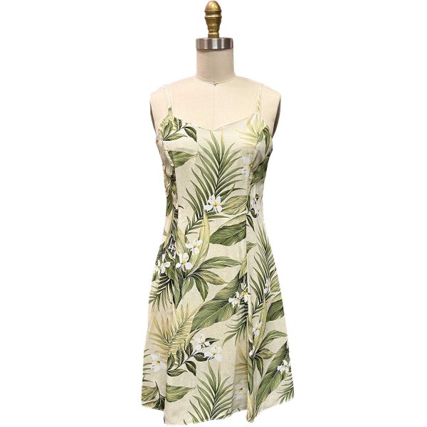 Hawaiian White Ginger Khaki Spaghetti Dress
