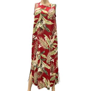 White Ginger Red Long Tank Dress for Beach and Casual Wear