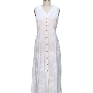 Hawaiian Bamboo Garden White Button Front Tank Dress