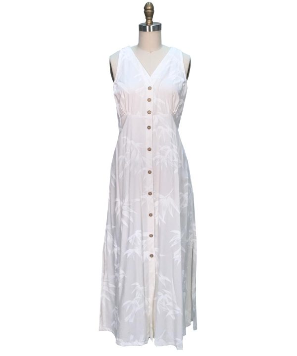 Hawaiian Bamboo Garden White Button Front Tank Dress