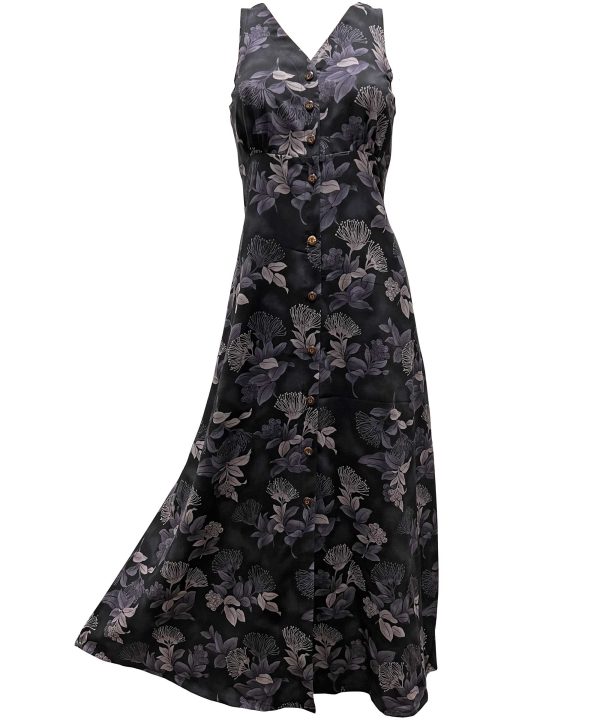 Hawaiian Ohia Black Button Front Tank Dress