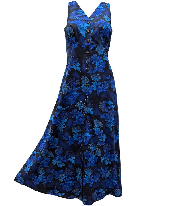 Hawaiian Ohia Navy Button Front Tank Dress