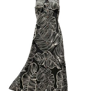 Hawaiian Taro Leaf Midnight Button Front Tank Dress
