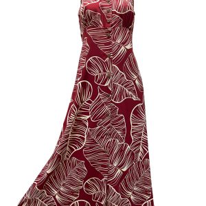 Hawaiian Taro Leaf Red Button Front Tank Dress