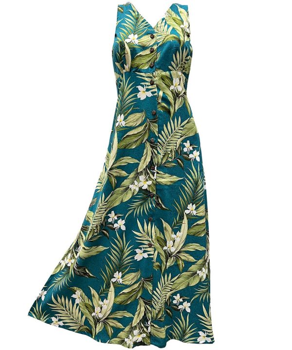 Hawaiian White Ginger Jade Button Front Tank Dress