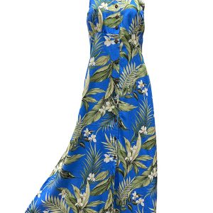 Hawaiian White Ginger Blue Button Front Tank Dress