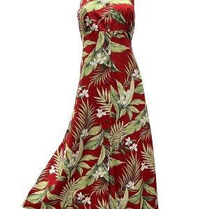 Hawaiian White Ginger Red Button Front Tank Dress