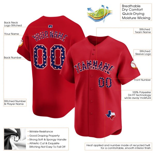 Red Texas Style Personalized Baseball Jersey - Image 3