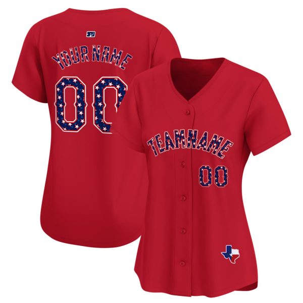 Red Texas Style Personalized Baseball Jersey - Image 2