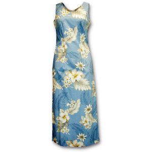 Floral Garden Sky Long Tank Dress for Beach and Casual Wear