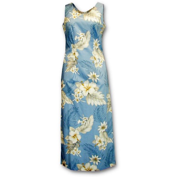 Floral Garden Sky Long Tank Dress for Beach and Casual Wear