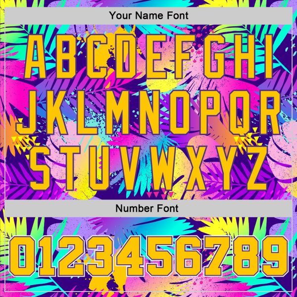 Purple Gold-White 3D Pattern Tropical Hawaii Plants Authentic Personalized Basketball Jersey - Image 4