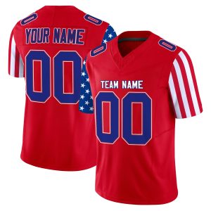 Red Royal - White American Flag Inspired Personalized Football Jersey