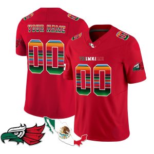 Red Green - Red Mexico Serape Pattern - Bald Eagle Patch Personalized Football Jersey