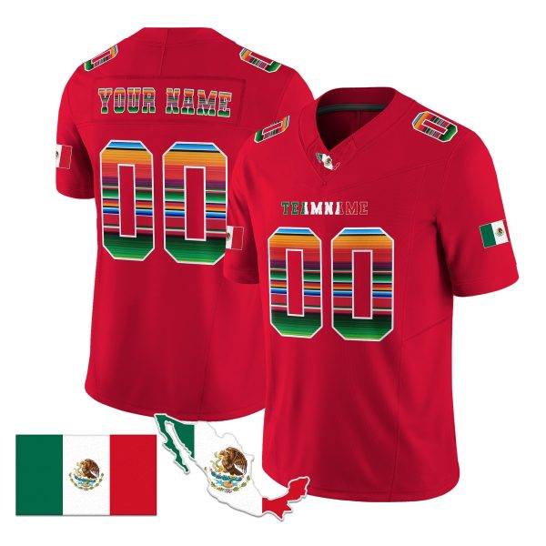 Red Green - Red Mexico Serape Pattern Personalized Football Jersey