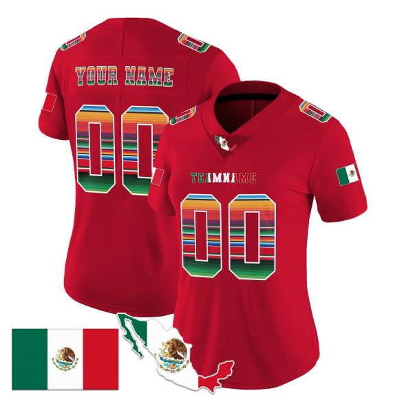 Red Green - Red Mexico Serape Pattern Personalized Football Jersey - Image 2