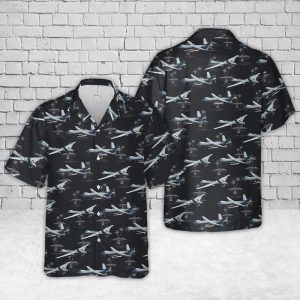 U.S. Air Force MQ-9A Reaper Hawaiian Shirt for Men ? Military Aircraft & Palm Tree Design, Perfect for Aviation Enthusiasts