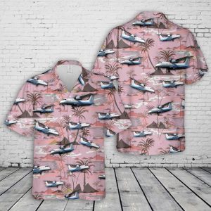 U.S. Air Force C-146A Wolfhound Hawaiian Shirt for Men ? Military Aircraft Design & Tropical Vibes, Perfect for Aviation Fans