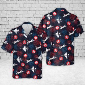 U.S. Air Force Thunderbirds Hawaiian Shirt for Men ? Patriotic Military Jets & Firework Design, Ideal for Aviation Enthusiasts