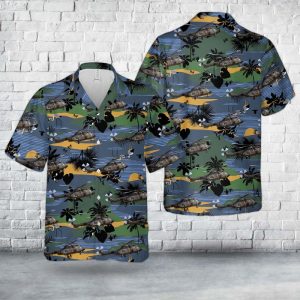Royal Netherlands Air Force Eurocopter AS 532U2 Cougar Hawaiian Shirt for Men ? Military Helicopter & Tropical Design, Ideal for Aviation Fans
